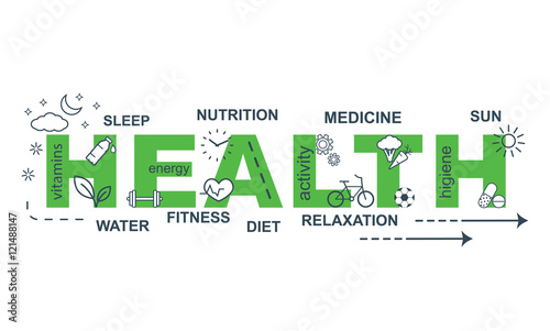 HEALTH concept. Thin line flat design banner for website and mobile website, easy to use and highly customizable. 
