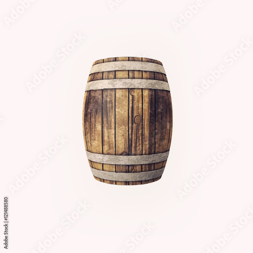 Wooden barrel on white background. © razvandp