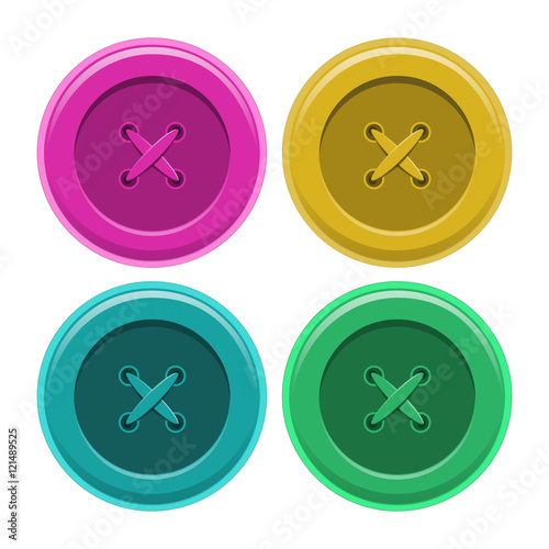 Buttons sewing set, button shirt clothing vector illustration
