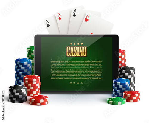 casino chips and mobile isolated on white