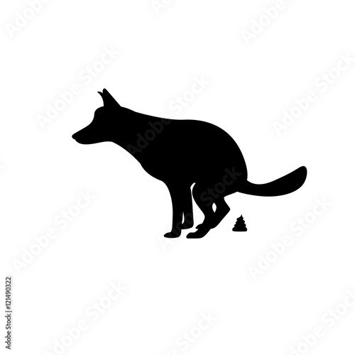 Silhouette of the dog goes to the toilet