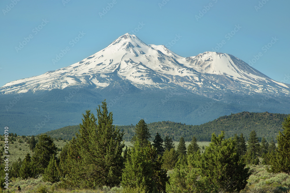 Mount Shasta and Mount Shastina in Northern California,