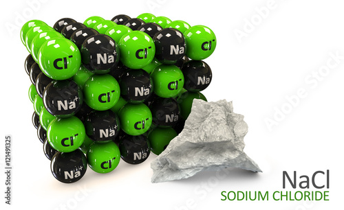 3D Illustration of Sodium chloride rock salt