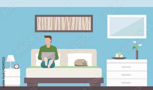Man relaxing in the bedroom