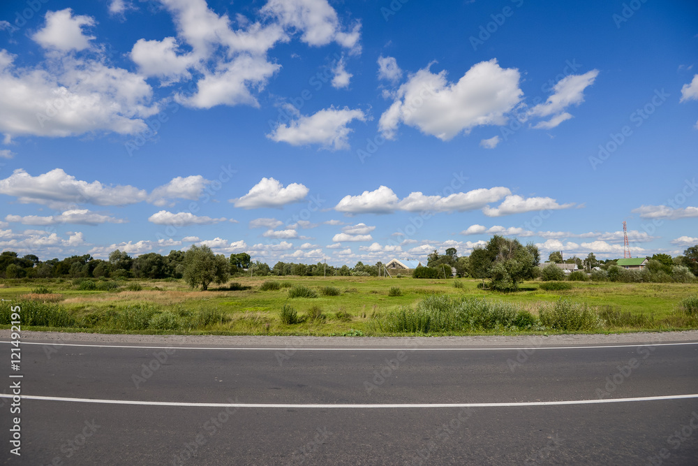beautiful summer landscape along the road beautiful summer landscape along the road