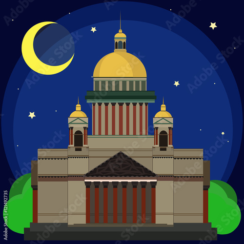 Vector Illustration of Isaac's Cathedral at Night