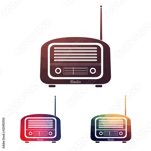 Set Multicolors vintage radio on white background - vector file. llustration of vintage antique radio