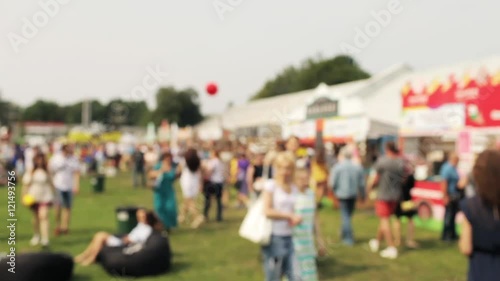 Many People on the Street Fair. Out of Focus