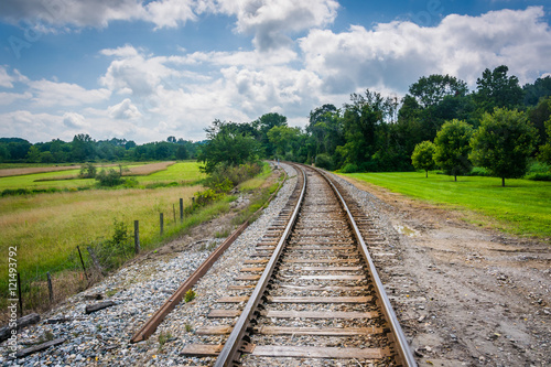 Railroad track in rural Carroll County, Maryland.