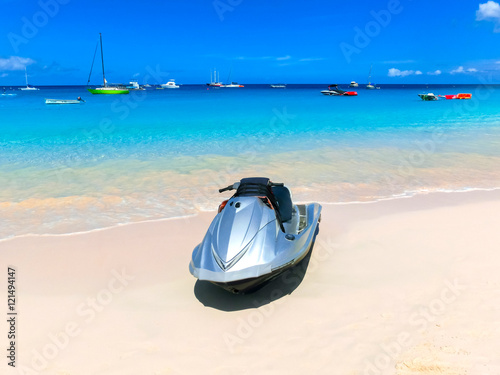 The one water motorcycle at the beach of sea photo