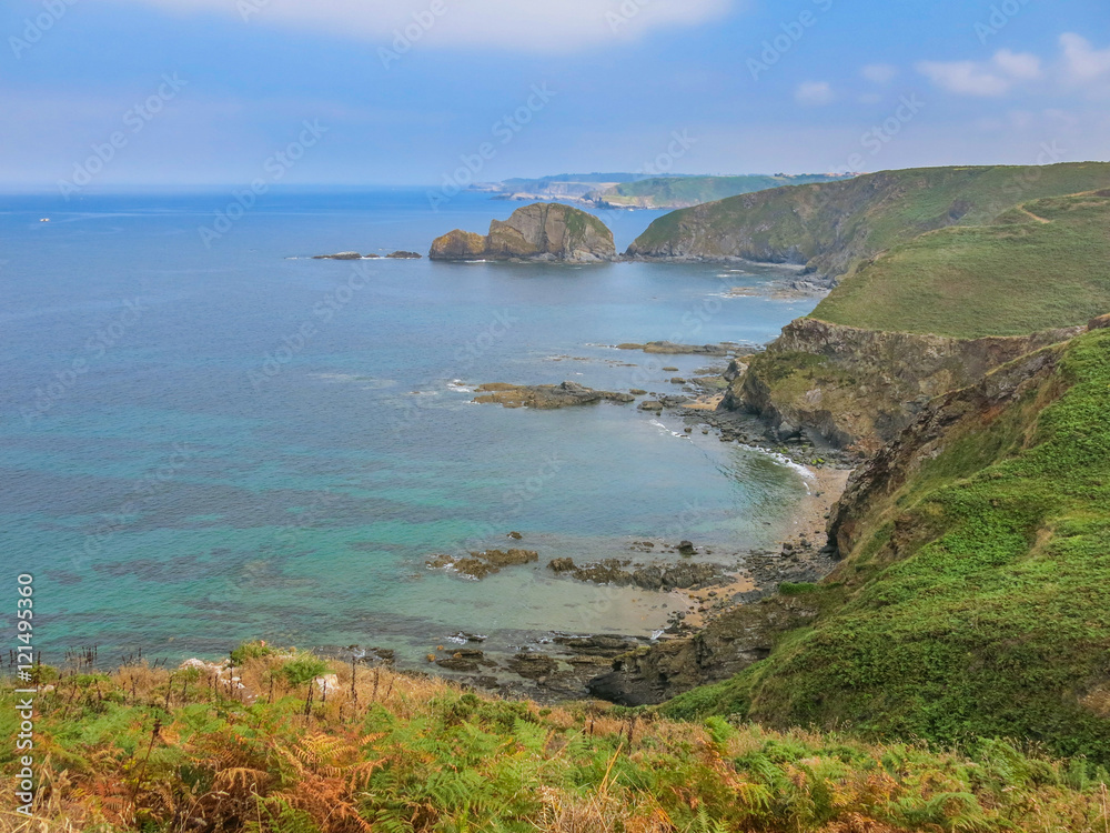 Panoramic view of cliffs in Cabo Penas, Asturias, northern Spain