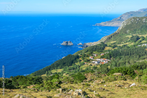 Panoramic view of Teixido, small rural village in Galicia, northern Spain