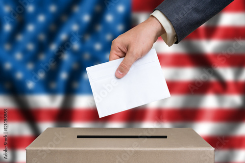 Election in United States of America - voting at the ballot box