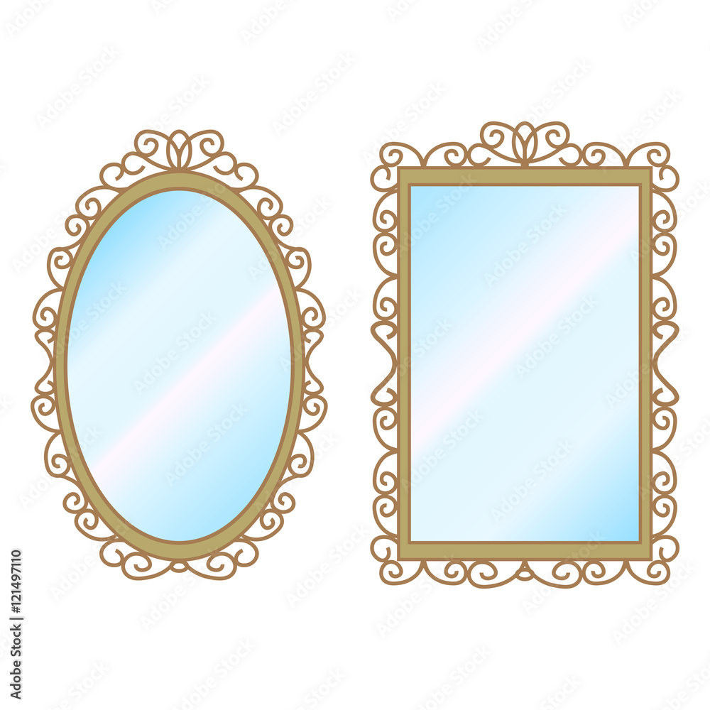 Vector illustration of a two wall mirror on a white background Stock Vector  | Adobe Stock