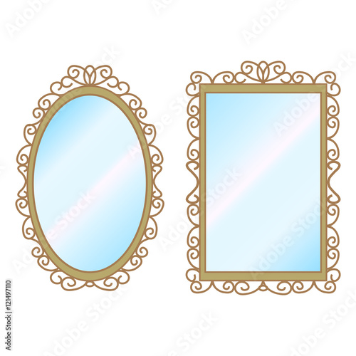 Vector illustration of a two wall mirror on a white background
