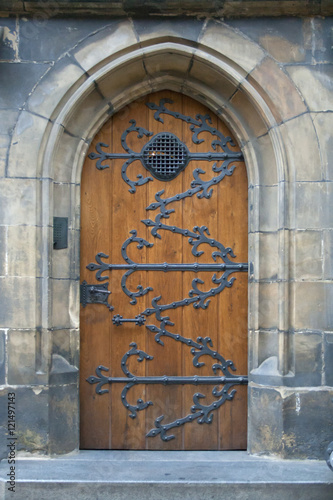 Old wooden church door