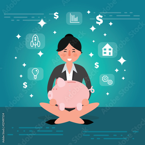 Successful young businessman or broker meditating or relaxing wi