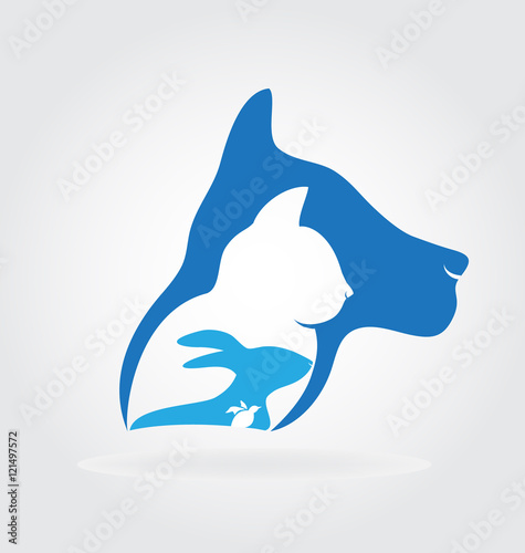 Logo Dog cat rabbit and bird heads silhouettes 