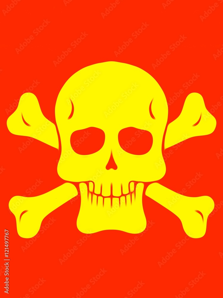 drawing and painting yellow skull with bones and red background drawing and painting yellow skull with bones and red background