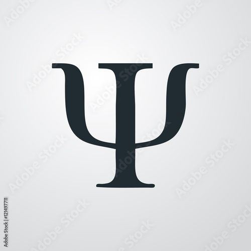 Icono plano simbolo Psi en fondo degradado