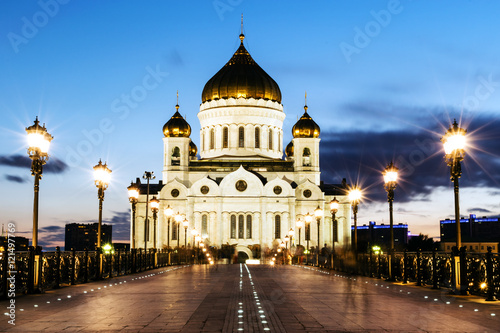 Russian Orthodox Cathedral of Christ the Saviour in the night