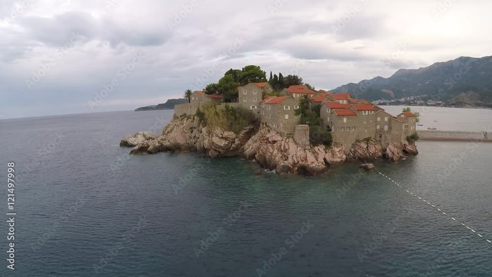 An aerial view of Sveti Stefan island in Montenegro An aerial view of Sveti Stefan island in Montenegro
