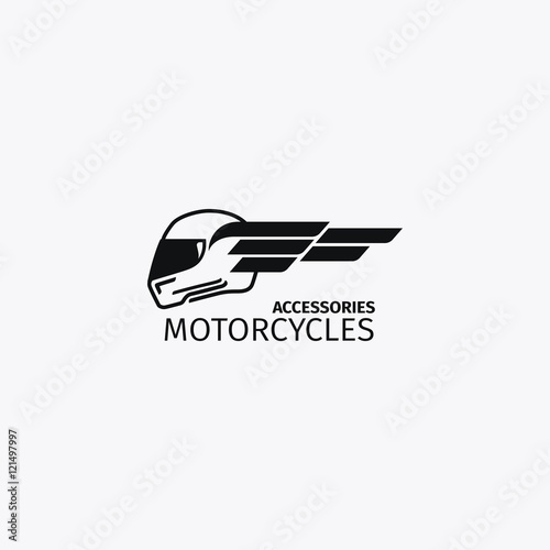 Motorcycles accessories mono color logotype or motorbike label. Vector illustration
