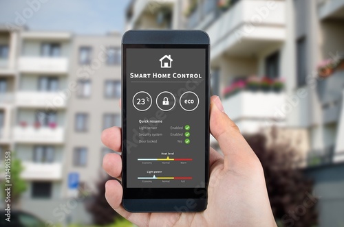 Smart home control technology. Remote automation system on mobile device