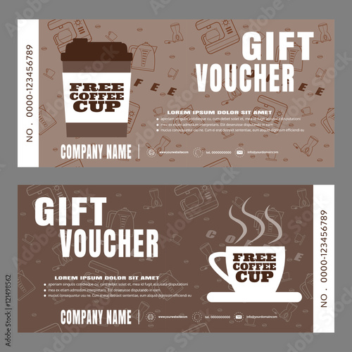 Blank of gift voucher vector illustration to increase the sales of coffee in a cafe.