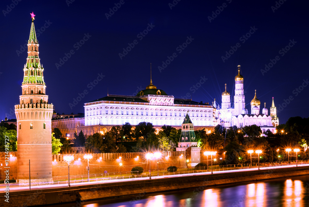 Night View of Moscow Kremlin. Russia