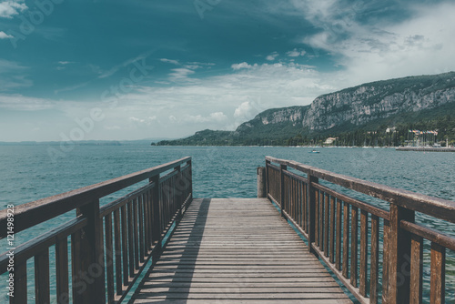 Pier on the Garda lake in a...