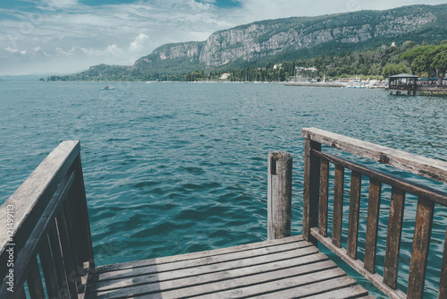 Pier on the Garda lake in a...