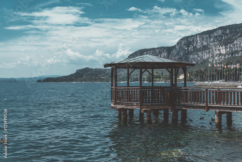 Pier on the Garda lake in a...