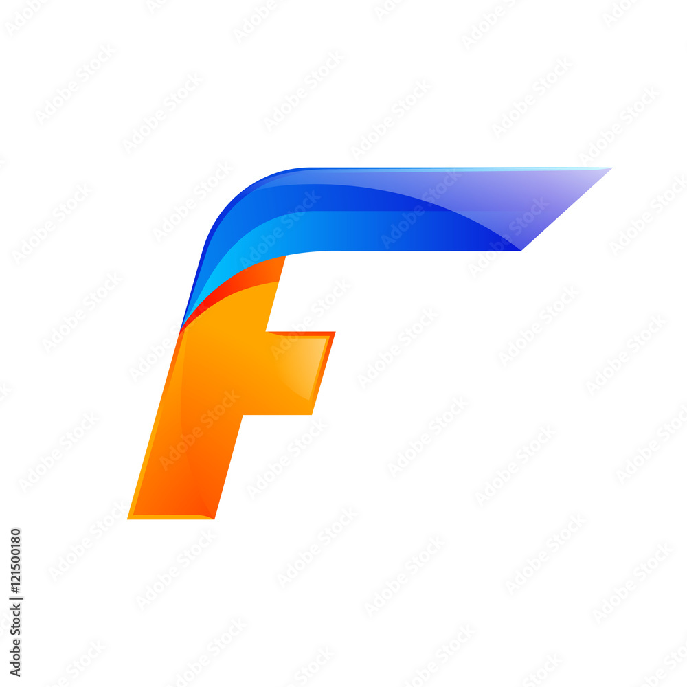 F letter blue and Orange logo design Fast speed design template elements for application F letter blue and Orange logo design Fast speed design template elements for application