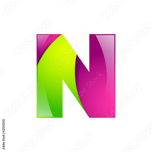 Free Download N letter green and pink logo design template elements an icon for application company - GFXLoad