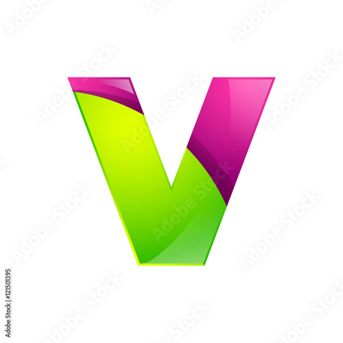 Free Download V letter green and pink logo design template elements an icon for application company - GFXLoad