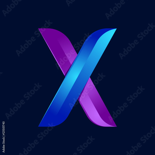 X letter volume blue and purple color logo design template elements