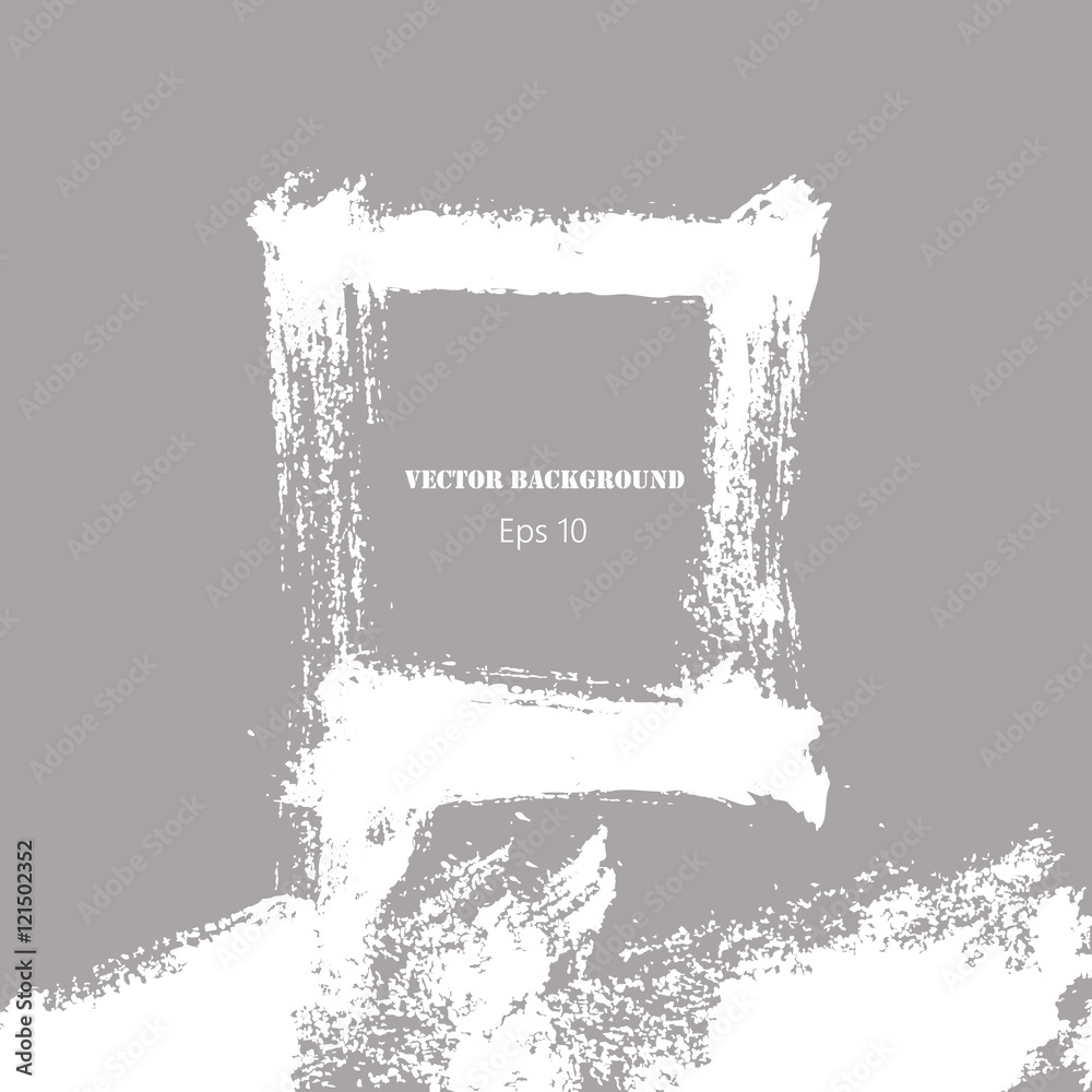 grunge white square frame, brush strokes, vector