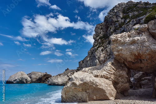 Fototapeta Naklejka Na Ścianę i Meble -  Rocky cliff on the Greek island of Lefkada.