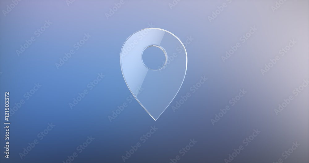 Fototapeta premium Map Pin Glass 3d Icon on gradient background