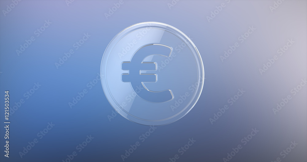 Coin Euro Glass 3d Icon on gradient background Coin Euro Glass 3d Icon on gradient background