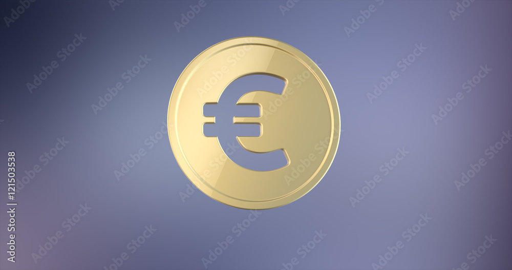 Coin Euro Gold 3d Icon on gradient background Coin Euro Gold 3d Icon on gradient background