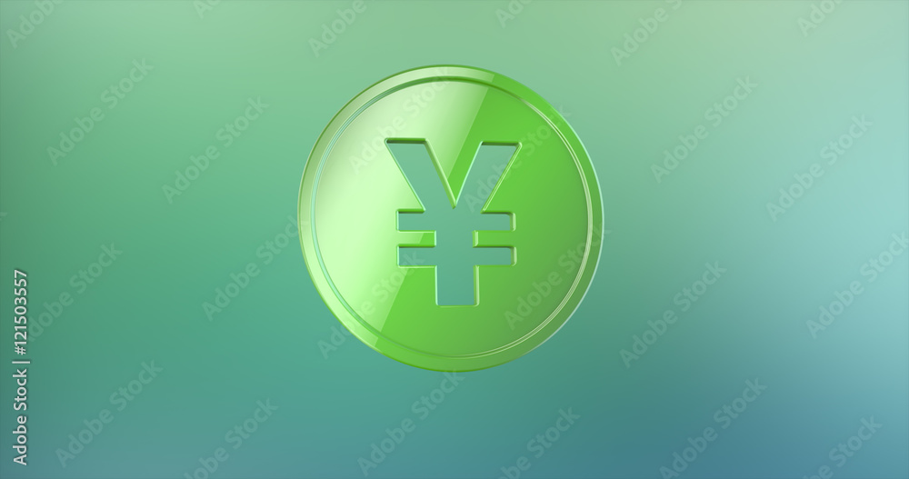 Coin Japanese Yen Color 3d Icon on gradient background Coin Japanese Yen Color 3d Icon on gradient background