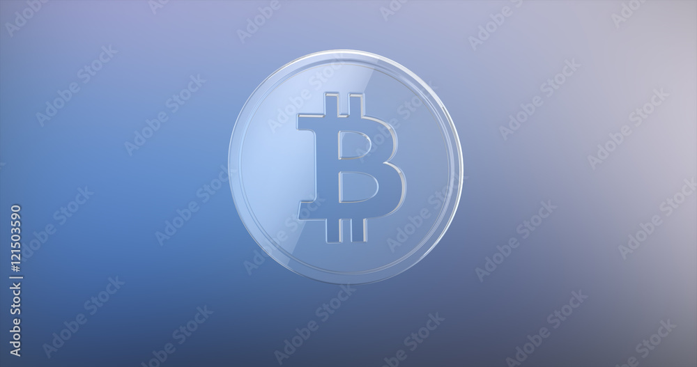 Coin Bitcoin Glass 3d Icon on gradient background Coin Bitcoin Glass 3d Icon on gradient background