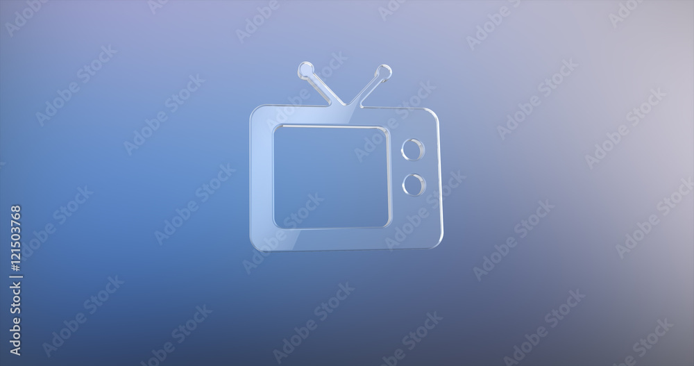 Television TV Glass 3d Icon on gradient background Television TV Glass 3d Icon on gradient background
