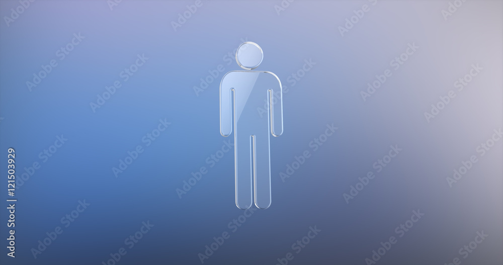 Fototapeta premium Man Glass 3d Icon on gradient background