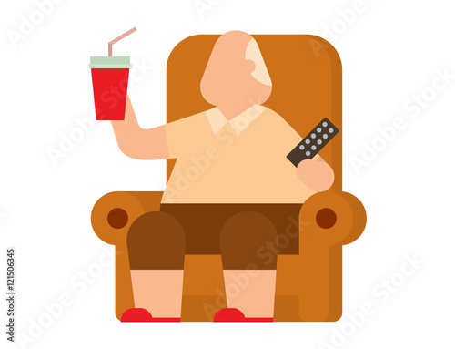 Fat human silhouette vector flat
