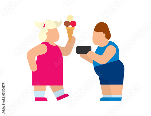 Fat human silhouette vector flat