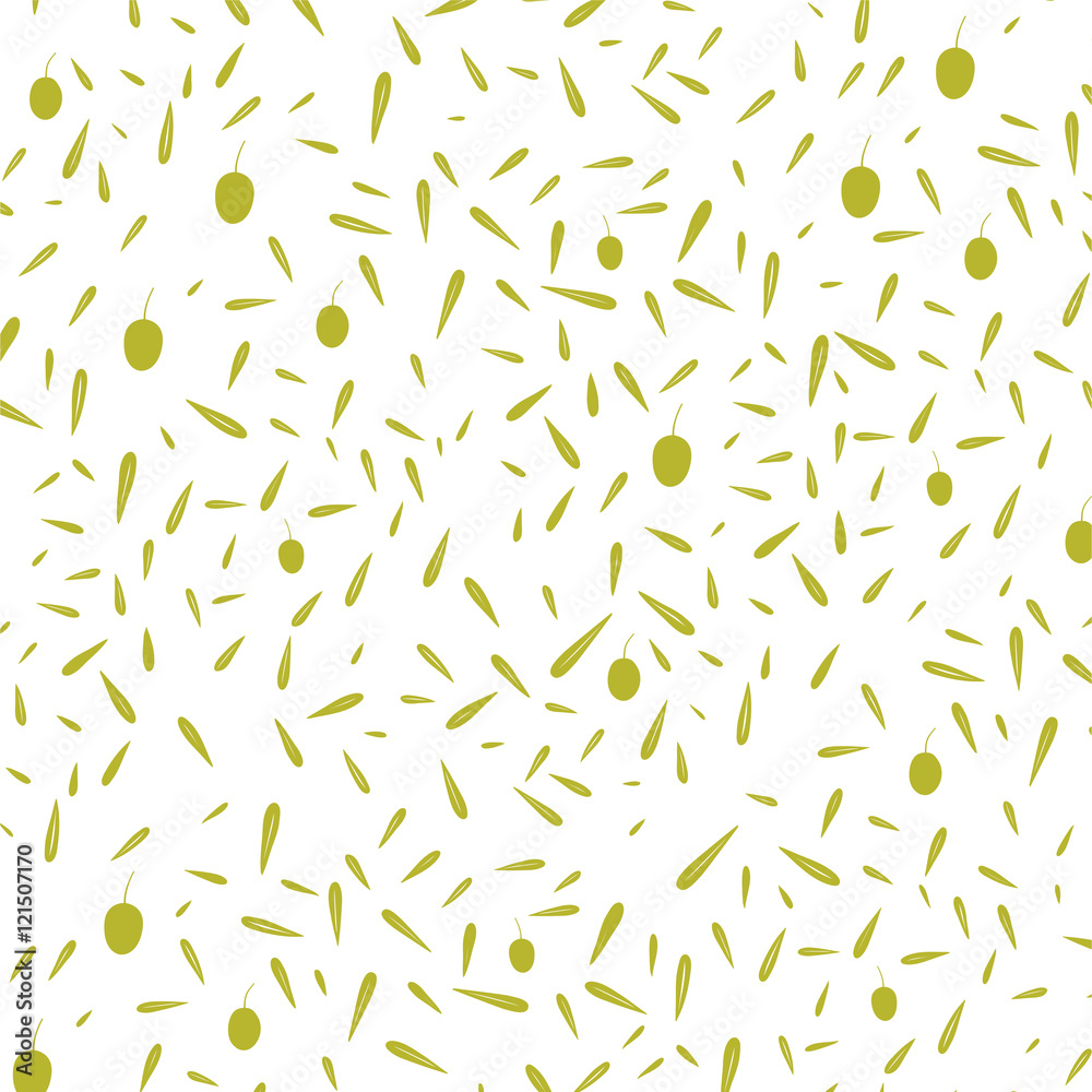 Olive and olive leaves pattern. Vector illustration