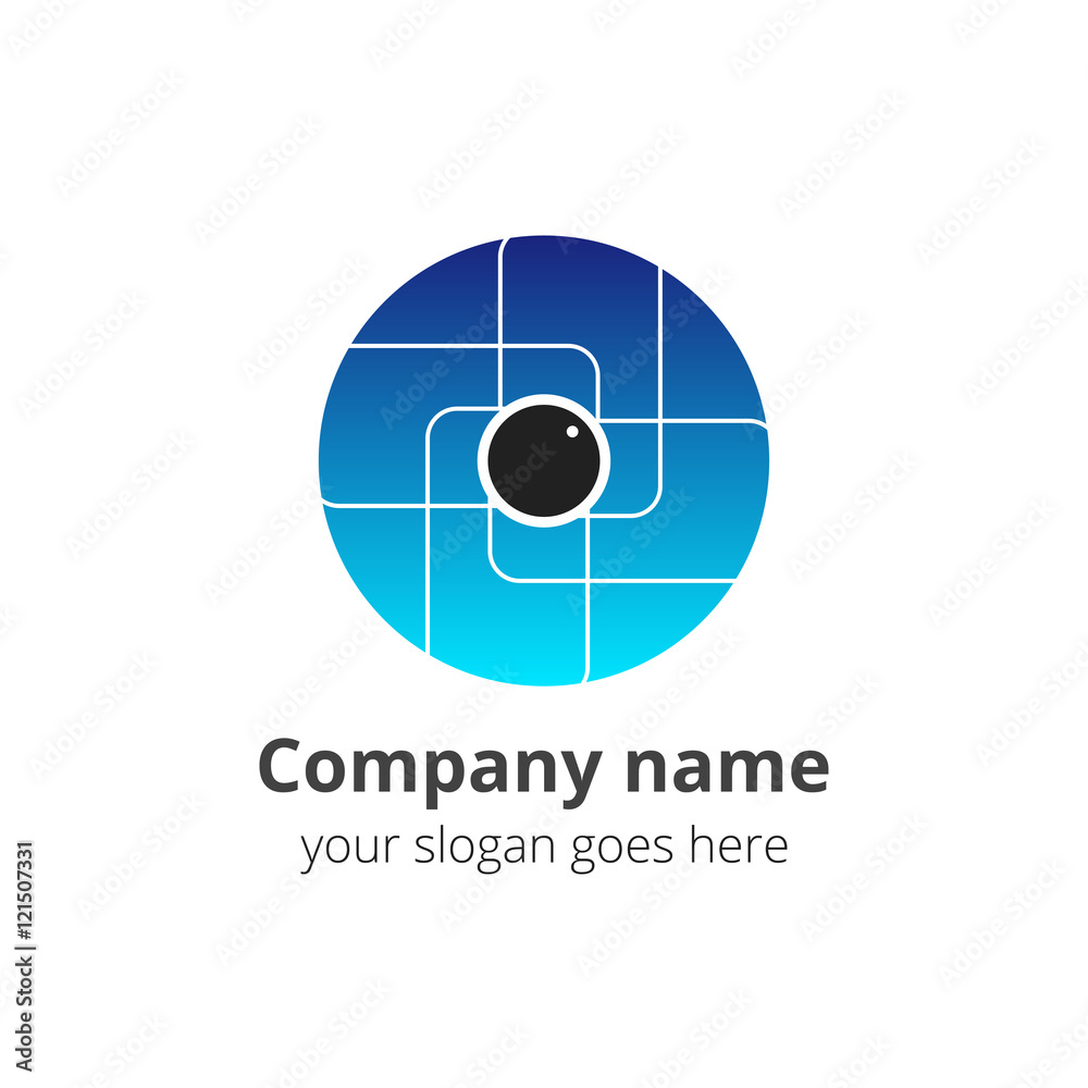 Eye Logo design in circle vector template. Blue gradient media icon. Creative Vision technology Eye Logo design in circle vector template. Blue gradient media icon. Creative Vision technology